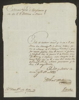 [Letter from Esteban Montezuma to the Laredo Alcalde, August 17, 1833]
