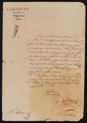 [Letter from José Antonio Fernández to the Laredo Alcalde, October 17, 1835]
