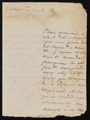 Primary view of object titled '[Letter from Comandante Lafuente to the Laredo Justice of the Peace]'.