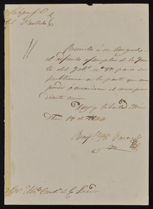 [Letter from Rafael Garcia to the Laredo Alcalde, December 17, 1844]