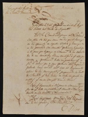 Primary view of [Letter from Indro García to the Laredo Ayuntamiento, May 2, 1844]
