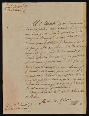 [Letter from Mariano Arispe to the Laredo Alcalde, November 22, 1842]