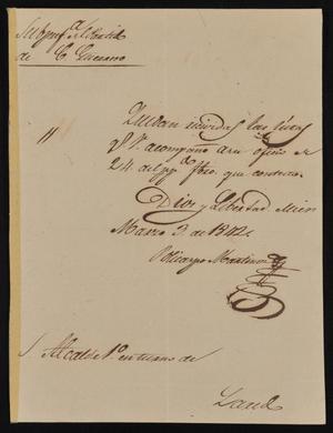 [Letter from Policarzo Martinez to the Laredo Alcalde, March 3, 1842]