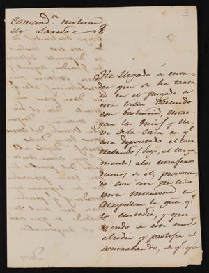 [Letter from the Comandante Militar to the Laredo Alcalde, January 2, 1835]