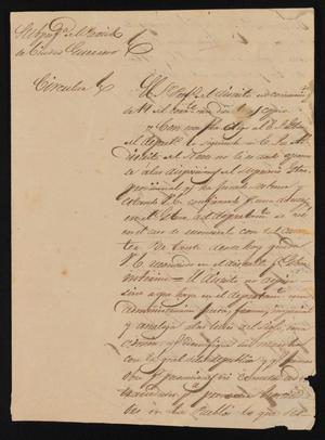Primary view of object titled '[Circular from Policarzo Martinez to Justice of the Peace Ramón, November 22, 1841]'.