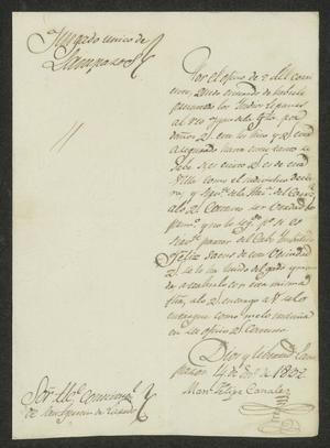 Primary view of object titled '[Letter from Manuel Felipe Canales to the Laredo Alcalde, January 14, 1832]'.