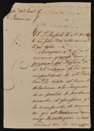 [Letter from Ignacio García to the Laredo Ayuntamiento, November 21, 1843]