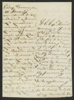 [Letter from the Comandante Militar to the Laredo Alcalde, November 2, 1832]