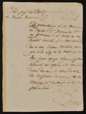 Primary view of object titled '[Letter from Indro García to the Laredo Alcalde, March 30, 1844]'.