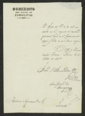[Letter from the Governor to the Laredo Alcalde, March 10, 1832]