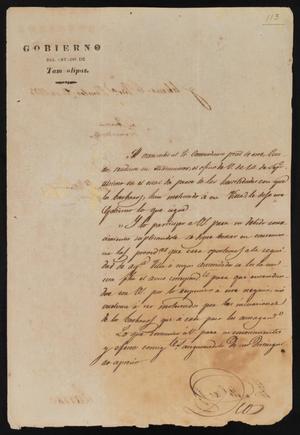 [Letter from José Antonio Fernández to the Laredo Alcalde, October 2, 1835]