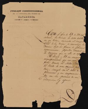 [Letter from Francisco García to the Laredo Ayuntamiento, June 30, 1835]
