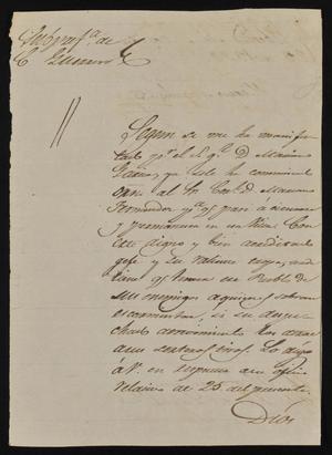 [Letter from Policarzo Martinez to the Laredo Alcalde, October 28, 1844]