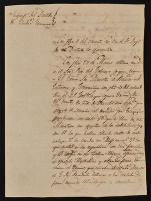 [Letter from Indro García to the Laredo Alcalde, April 12, 1844]