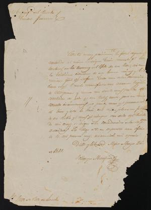 [Letter from Policarzo Martinez to the Laredo Justice of the Peace, May 26, 1841]