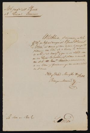 [Letter from Policarzo Martinez to the Laredo Justice of the Peace, February 7, 1841]