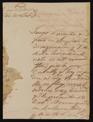[Letter from Comandante Bravo to Dolores García, December 15, 1841]