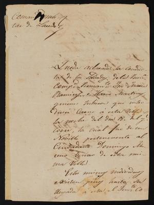 [Letter from José María González to the Laredo Justice of the Peace, March 28, 1841]