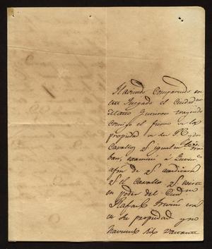 [Letter from José Antonio Leal to the Alcalde in Laredo, July 21, 1829]