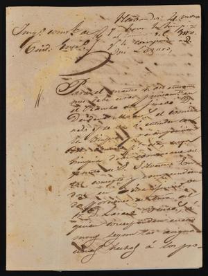 Primary view of object titled '[Letter from Fernando Cuellar to the Laredo Alcalde, June 28, 1843]'.