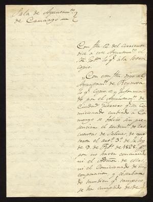 Primary view of object titled '[Letter from José Manuel Chapa to the Laredo Ayuntamiento, February 25, 1831]'.