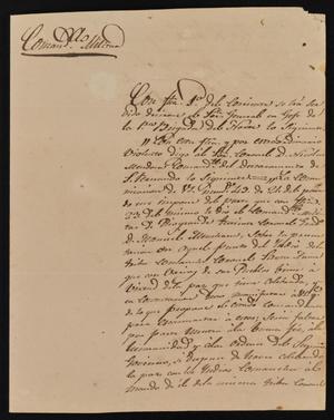 Primary view of object titled '[Letter from the Comandante Militar to the Laredo Alcalde, March 7, 1844]'.