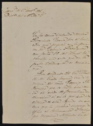 [Letter from Faustino Pulido to the Laredo to the Laredo Alcalde, November 29, 1844]