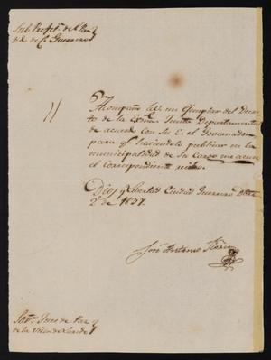 [Letter from José Antonio Flores to the Laredo Justice of the Peace, December 2, 1837]