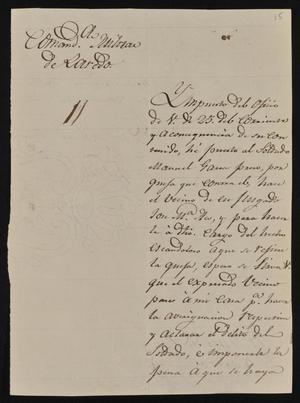 [Letter from Comandante Pedro Rodriguez to the Laredo Justice of the Peace, October 27, 1842]