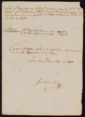 [Letter from José Antonio Flores to the Laredo Justice of the Peace, December 16, 1837]