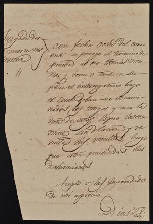[Letter from Santos de la Garza to the Laredo Justice of the Peace, April 27, 1844]