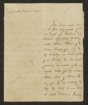 [Letter from Miguel Ximenes to the Laredo Alcalde, February 19, 1833]