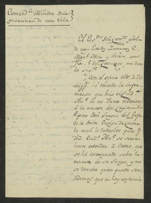 [Letter from the Comandante Militar to the Laredo Alcalde, March 11, 1832]