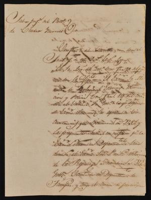 [Letter from Indro García to the Laredo Alcalde, April 12, 1844]