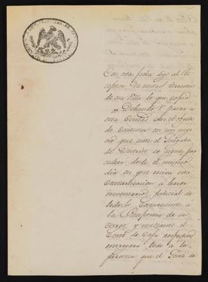 [Letter from S. Quintanilla to the Laredo Justice of the Peace, September 6, 1838]