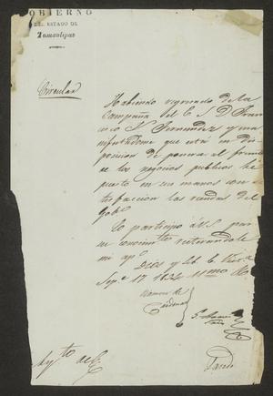 [Letter from Ramón de Cárdenas to the Laredo Ayuntamiento, September 17, 1834]