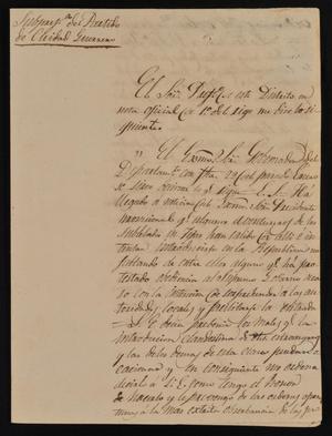 [Letter from Policarzo Martinez to the Laredo Ayuntamiento, March 21, 1842]