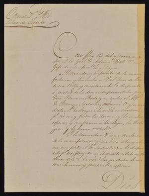 [Letter from Comandante Militar to the Laredo Alcalde, August 16, 1842]