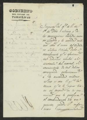 [Letter from the Governor to the José Guadalupe de Samano, January 10, 1832]