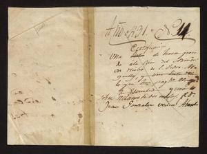 Primary view of object titled '[Letter from José Melguiadis Oyerbides to the Laredo Alcalde, May 9, 1831]'.