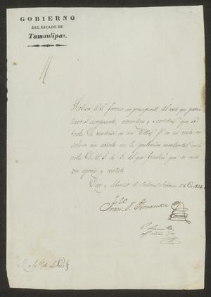 [Letter from the Governor to the Laredo Ayuntamiento, February 28, 1834]