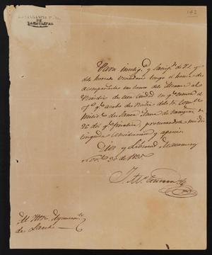 [Letter from José María Guerra to the Laredo Ayuntamiento, November 30, 1835]