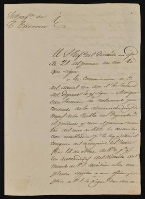 [Letter from Policarzo Martinez to the Laredo Alcalde, October 31, 1844]