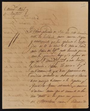 [Letter from José María Guerra to the Laredo Alcalde, October 15, 1835]