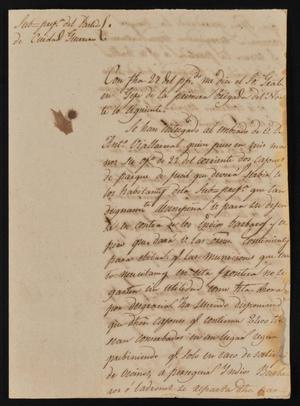 [Letter from Sub-Prefect Indro García to the Laredo Alcalde, April 2, 1844]