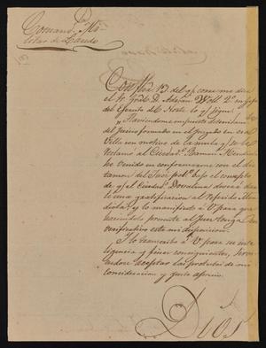 [Letter from the Comandante Militar to the Laredo Justice of the Peace, August 16, 1842]