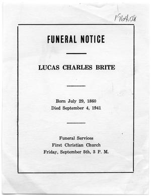 funeral notice brite charles lucas church description