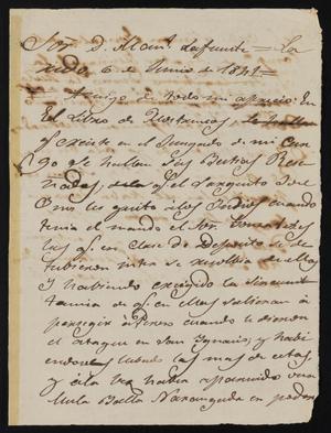 [Letter from the Justice of the Peace to Manuel Lafuente, June 6, 1841]