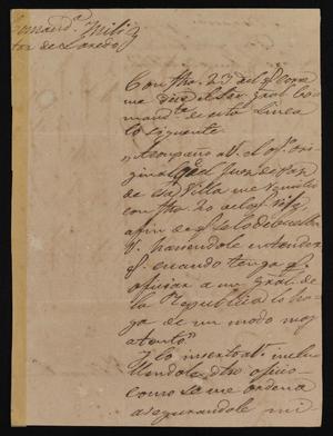 [Letter from the Comandante Militar to the Laredo Alcalde, June 30, 1842]
