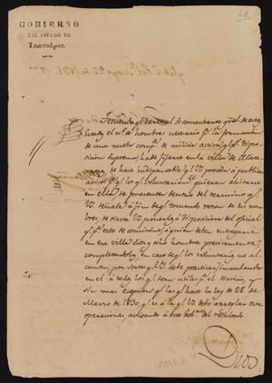 [Letter from Governor Fernandez to the Laredo Ayuntamiento, May 22, 1835]